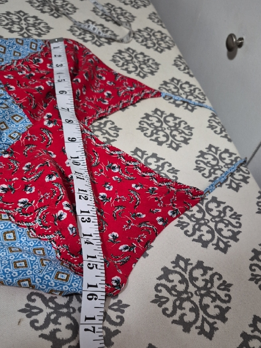 V-Neck Halter Maxi Dress in Red and Light Blue - Picture 7 of 9